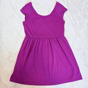 American Eagle Purple Dress Fit and Flare Cap Sleeve Open Cross Back XL